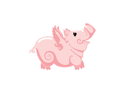 Piggy art illustration pig pink vector wings