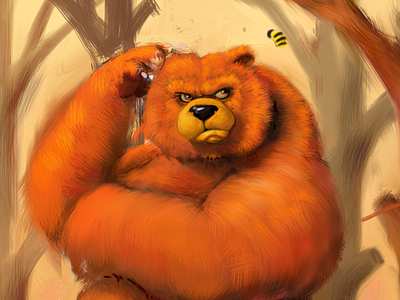 WIP Bear and Bee bear bee digital painting illustration inspire pro ipad wip