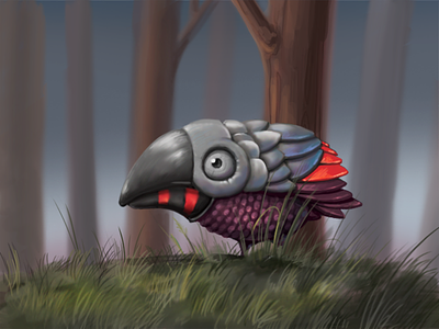 Odd Bird animal bird cartoon digital forest illustration painting photoshop