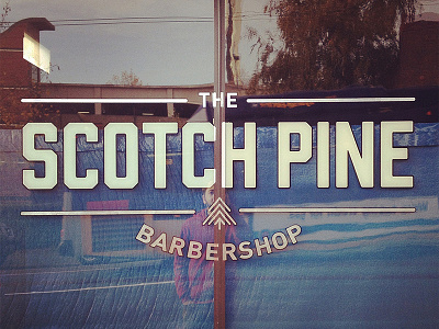 Opening Soon barber barbershop hand painted lettering logo pine scotch seattle signage silver window