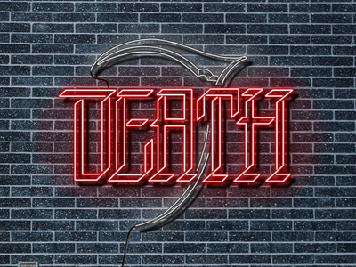 Death. calligraphy death design font gothic hand made font illustration lettering letters neon procreate red type type design