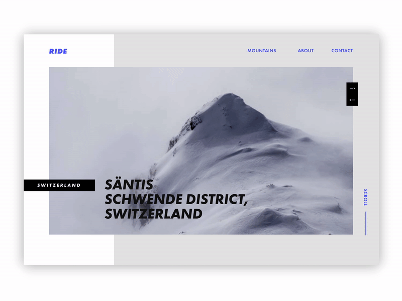 Slider concept invision studio mountains slider snowboarding ui web