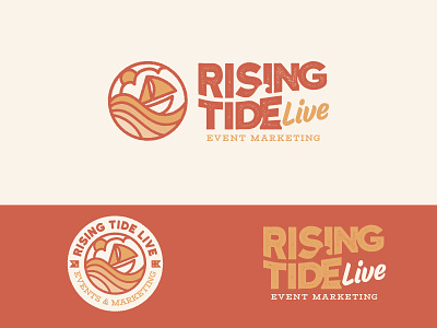 Rising Tide Concept badge branding design icon illustration logo sailboat type vector