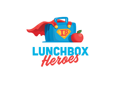 Lunchbox Heroes apple brand branding cape design health hero illustration kids logo lunchbox school superhero wellness