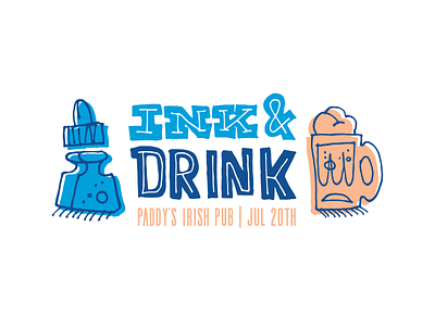 AIGA Ink & Drink Logo aiga brand branding drink event event branding hand drawn handdrawntype illustration ink lettering logo typogaphy