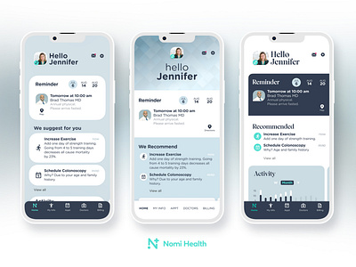 Nomi Health App Design Directions app health healthcare ios mobile nomi typography ui ux