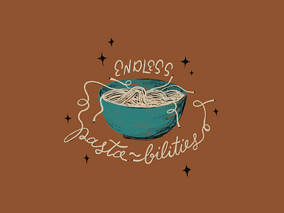Sunday Punday No. 020 bowl food type hand lettering illustration lettering noodles pasta pun retro type typography vintage