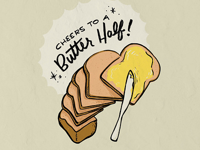 Sunday Punday No.026 bread butter food hand lettering illustration lettering loaf procreate pun retro type typography vintage