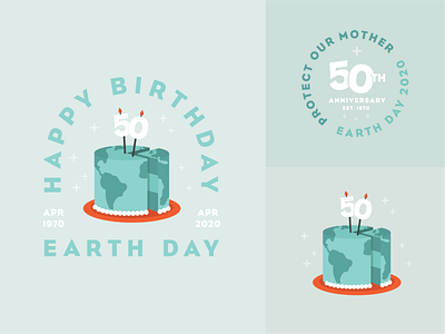 Earth Day | Social anniversary badge birthday birthday cake brand branding cake candles earth earthday illustration mother earth mother nature sticker vector world