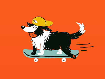 Sunday Punday No. 044: Boarder Collie dog hat illustration procreate skateboard skater