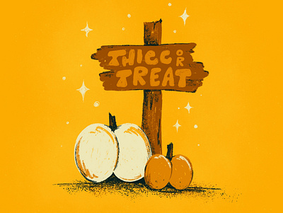 Sunday Punday No. 048 booty halloween hand lettering illustration lettering procreate pumpkin pun retro sign thicc trickortreat type typography vintage