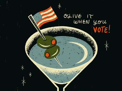 Sunday Punday No. 051 drink election flag food illustration lettering martini olive procreate pun retro type typography vintage vote vote2020