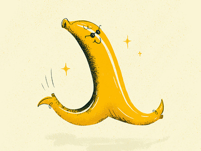 Banana Split or Banana Sprint banana banana split food fruit illustration pun retro running split texture vintage