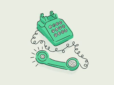 Sunday Punday is calling and I must answer call illustration phone procreate puns retro rotary vintage