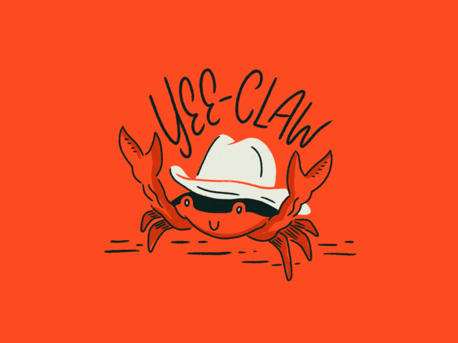 Sunday Punday No: 057 claw cowboy cowboy hat crab crustacean illustration lettering ocean procreate pun summer type typography yeehaw