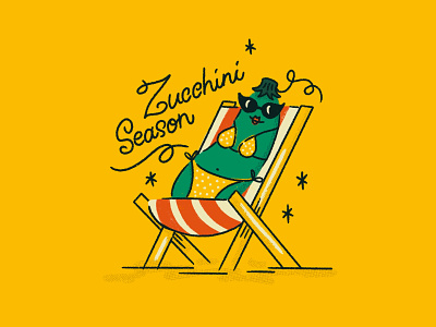 Itsy Bitsy Teenie Weenie Yellow Polka Dot.... beach bikini chair illustration lettering procreate pun relax sungalsses type vegetable zucchini