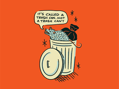 monday inspo garbage illustration lettering opposum possum procreate pun trash trashcan