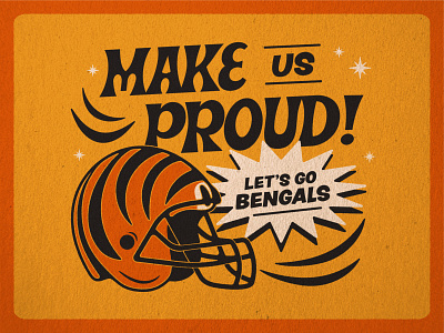 Go Bengals 🐅 - Social bengals cincinnati design football helmet illustration lettering nfl retro super bowl texture tiger type typography vintage