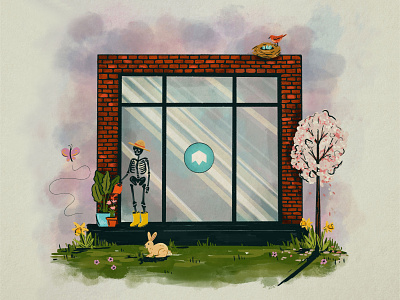 Spring is Springin’ | Social agency bloom bunny flower garden illustration office procreate spring