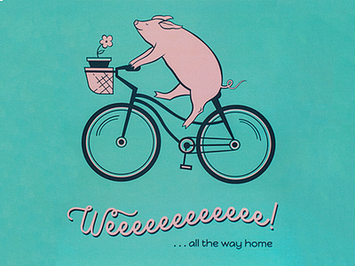Pinchflat Poster Concept biking illustration pigs poster design retro screen print vintage
