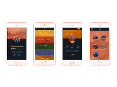 PassPark adventure mobile app national park travel ui ux web design