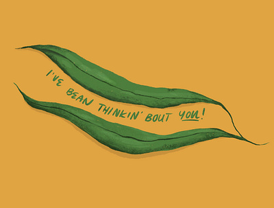 I've Bean Thinkin' Bout You food food illustration green beans illustration procreate puns vegetable vintage