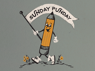 Sunday Punday banner character draw illustration pencil procreate pun sunday