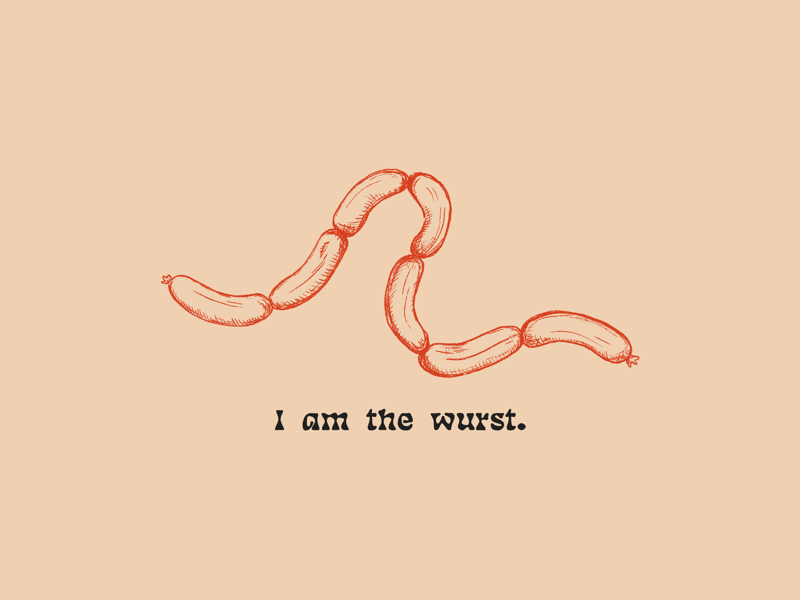 Sunday Punday No. 005 food pun retro illustration type food sausage pun vintage