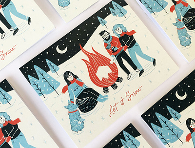 Warm Wishes | Jetpack Christmas Card branding campfire christmas christmas card handlettering holiday illustration procreate retro smores snow type vintage winter