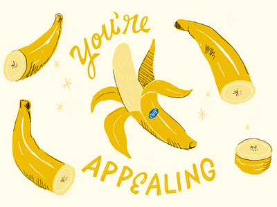Sunday Punday No. 013 banana food fruit hand lettering illustration lettering procreate pun retro type vintage
