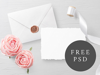 FREE Invitation Card & Envelope branding card download free freebie invitation mock up mockup psd stationery wedding wedding invitation