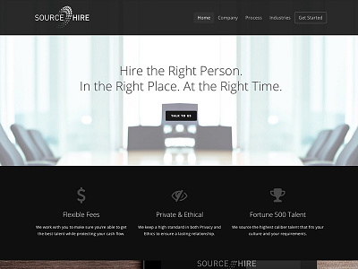 Recruiting company black brown conference room ui ux website