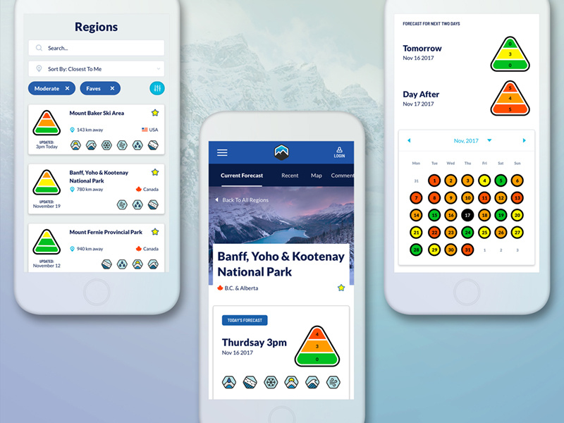 Backcountry Avalanche Warning Interface 2 app interface ui ux site web mobile vancouver for hire