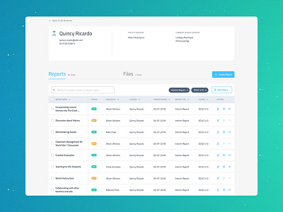 Table Design for E-Review app education for hire interface site tables ui ux vancouver web