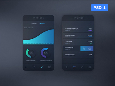 Invoices App Concept (PSD Freebie)