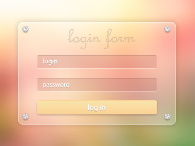 Login Form glass log in login password