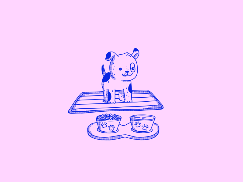 Le perrito en rose dog halftone illustration ilustración texture valkuks