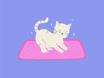 A cat on a rug cat cool gato illustration illustrator ilustración lovely