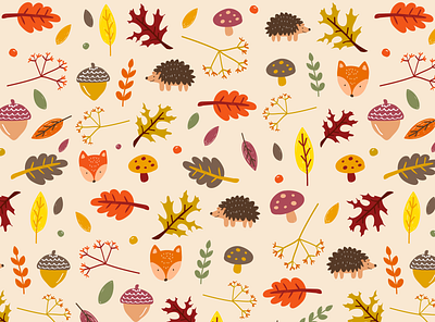 Autumn Pattern autumn brushes cool illustration illustrator ilustración kawaii lovely pattern pattern art valkuks