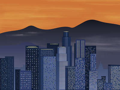 Los Angeles Skyline cityscape illustration la los angeles night city