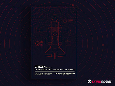 Citizen & La Versión concert gig music planets poster print rock rocket space space shuttle ufo