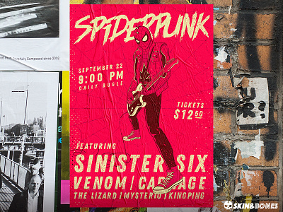 Spiderpunk city gig guitar marvel music poster punk shoes spider spiderman urban venom vest web