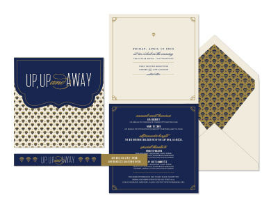 Up Up And Away Invitation Suite and away envelope formal fundraiser gala hot air balloon invitation liner pattern suite up