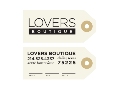 Lovers Boutique Hang Tags address boutique clothing hang labels lovers retail tags