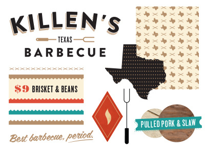 Killen's Brand Language barbecue bbq brand branding logo pattern restaurant texas