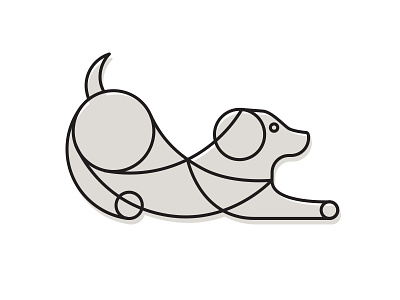 iPlayBow Logo Option animal bow circles dog geometric linear lines logo monoline puppy silhouette tail