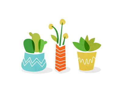 Teeny Tiny Potted Succulents cute flowers icons plants pots retro succulents vase