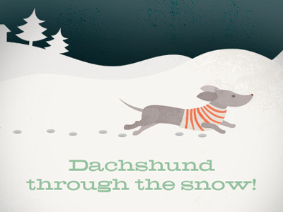 Dachshund Through The Snow christmas cute dachshund dog footprints holiday snow wiener