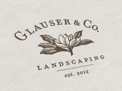 Glauser & Co. Landscaping Logo flower glauser co. landscaping leaves logo magnolia vintage