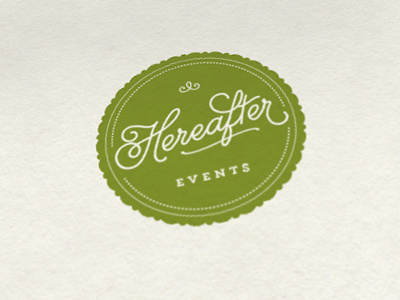 Hereafter Events Logo 2 circle crest hereafter events logo melany lane script vintage
